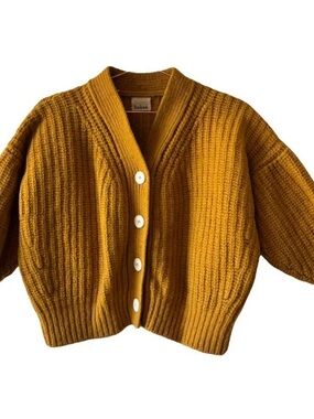 Babaa Mustard Ochre Yellow Chunky Knit Cardigan